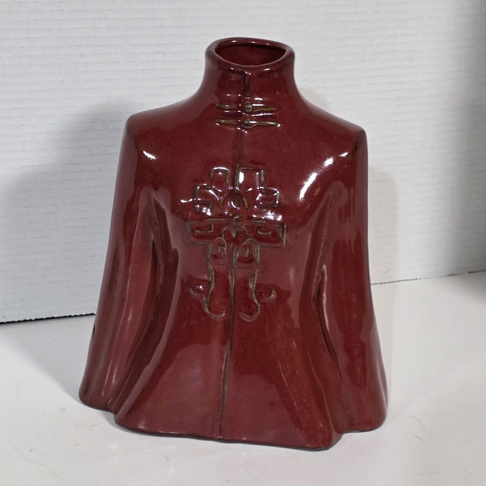 Kimono Red Jacket Vase Asian Home Decor Oriental Suit